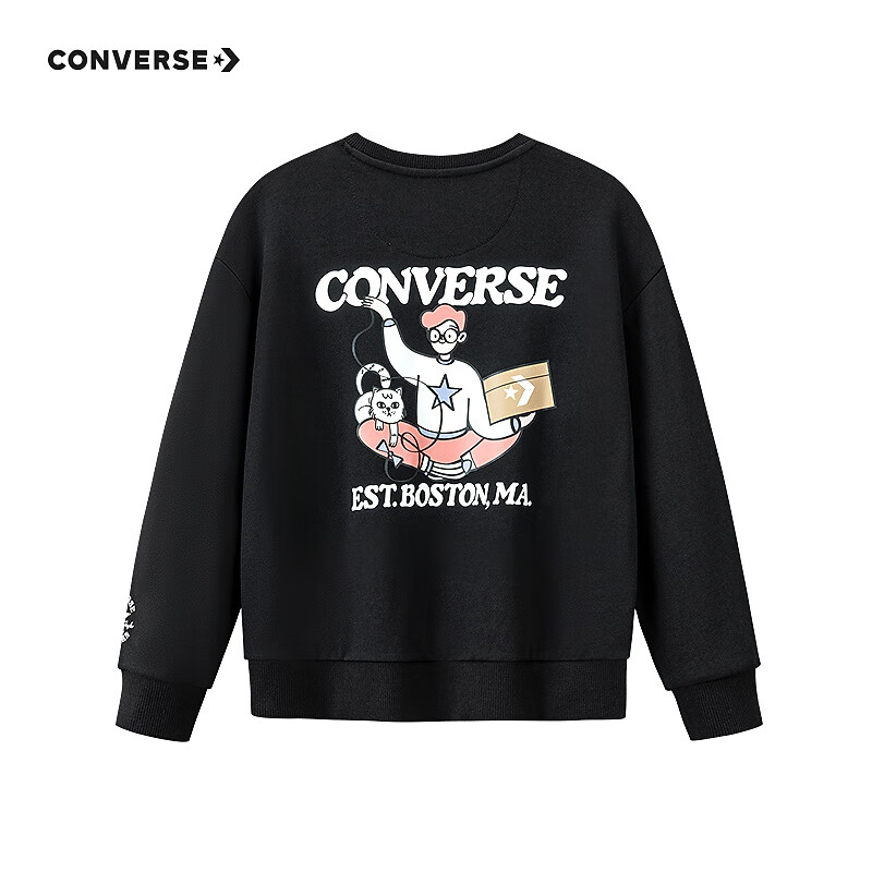 Converse匡威童装男童卫衣2025冬季新款儿童休闲运动时尚学院风百搭亲肤 岩岭灰CNVN-LS-J979 130 /64 【建议身高116-122cm】