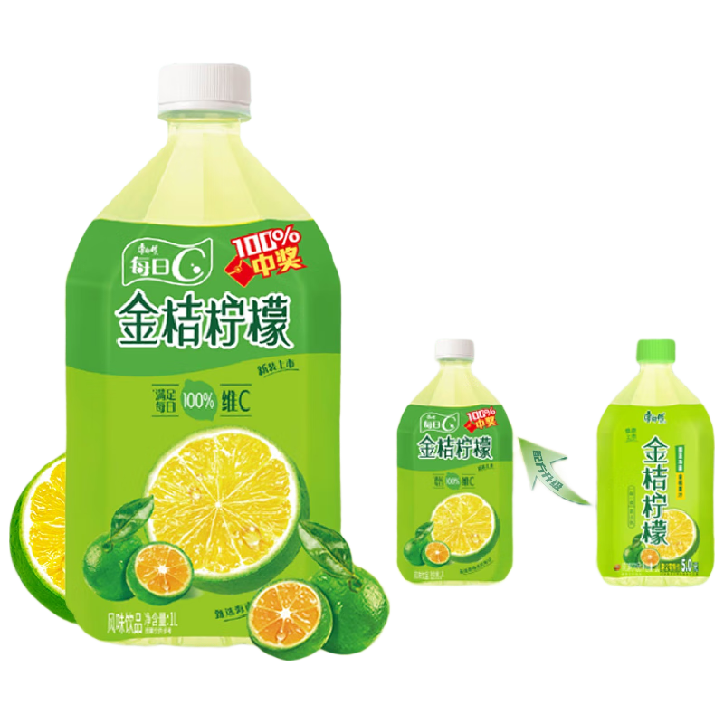 康师傅 每日C金桔柠檬果汁风味饮料 1L*12瓶