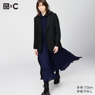优衣库合作款/女装粗花呢休闲西装/休闲外套479668 09 黑色