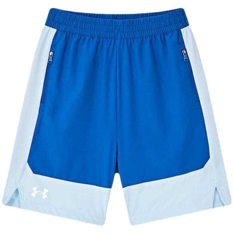 安德玛 UNDER ARMOUR男童2024夏季儿童男童大童休闲风抽绳吸湿速干梭织短裤
