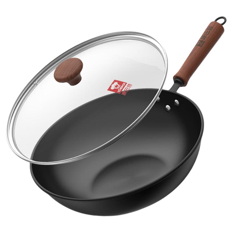 康巴赫老铁锅二代家用无涂层电磁炉燃气灶炒锅