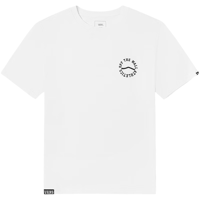VANS范斯官方 男女情侣短袖T恤春季舒适透气清新学院小Logo 白色 M