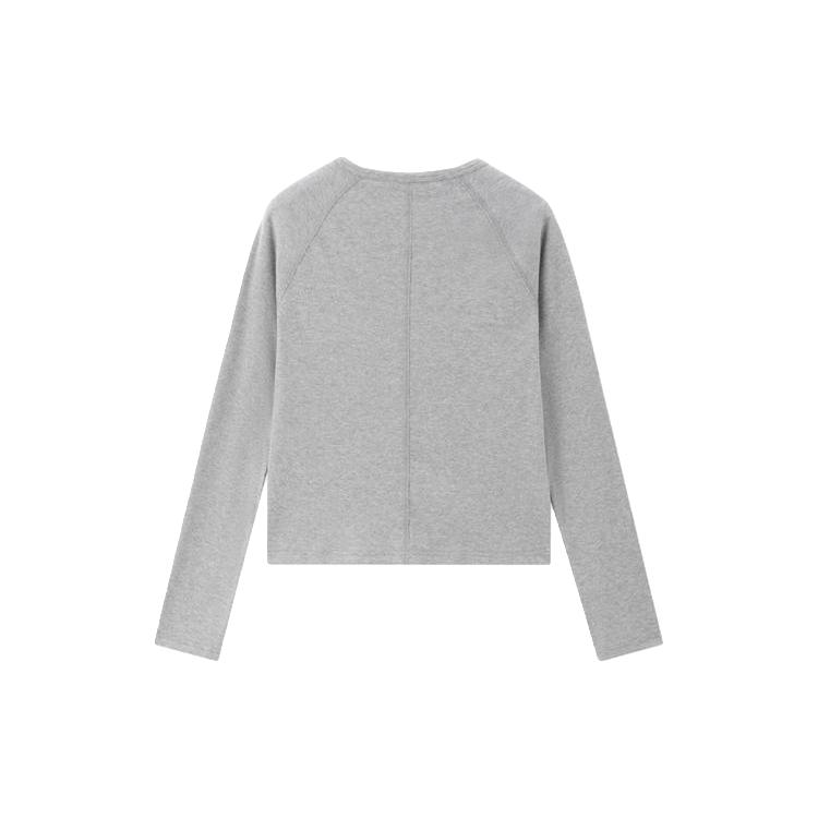 2024年秋冬亨利领插肩针织纯色百搭休闲通勤长袖T恤女士