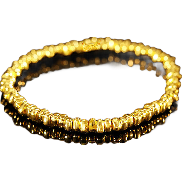 老庙黄金足金盘缠手串5D精致立体碎碎金不规则时尚