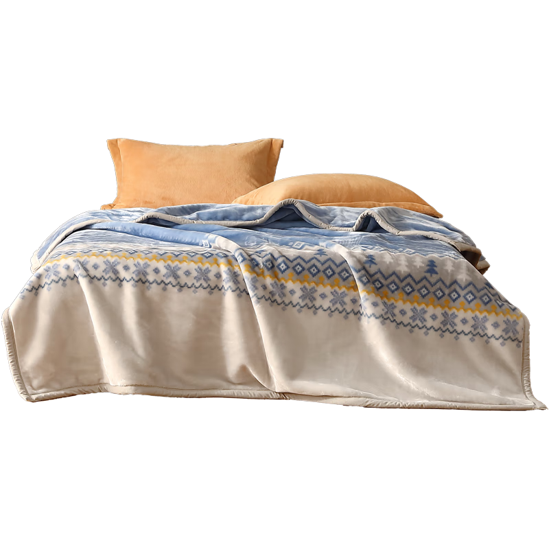 水星家纺毛毯冬季加厚加绒A类拉舍尔毯子双层铺床盖毯可机洗5.6斤180×230