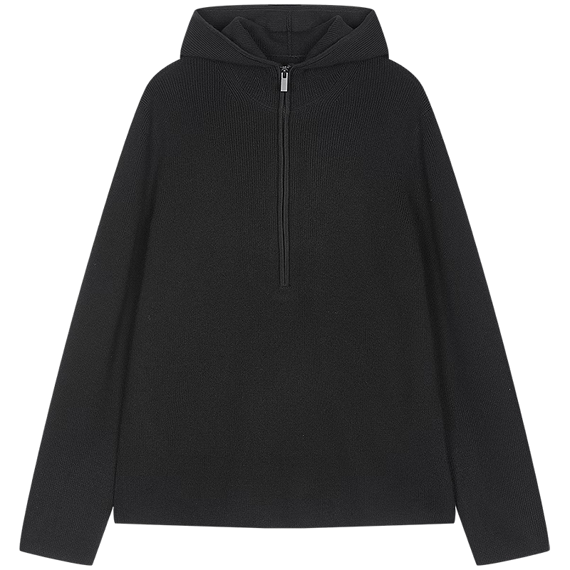 JNBY江南布衣25秋毛针织衫巴兰素套头连帽柔软舒适5X9310220 001/本黑 XS