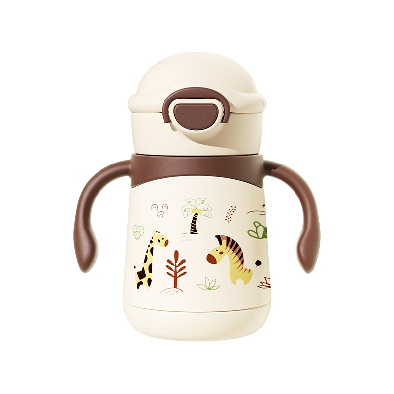 NEVS儿童保温杯316不锈钢婴儿学饮吸管杯宝宝水壶直饮泡奶瓶-奶格米 奶格米280ml