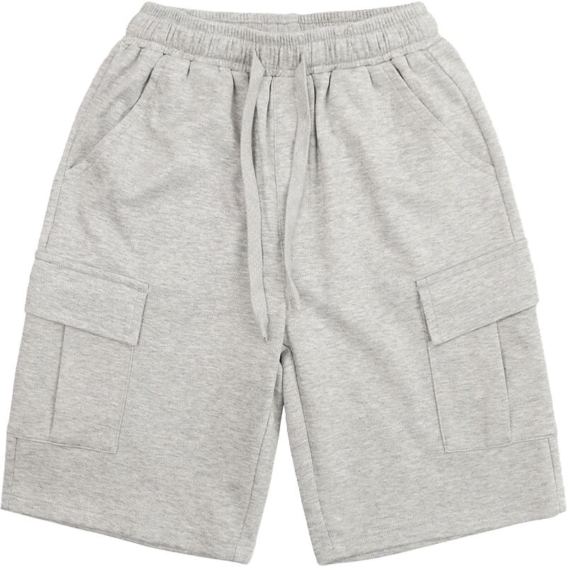 纯一良品（CUNYI）童装男童五分裤儿童短裤2024夏季中大童清爽时尚宽松运动中裤 灰色 140cm