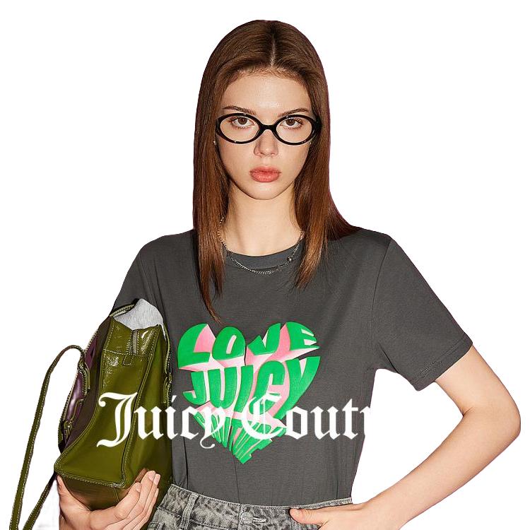 Juicy Couture橘滋【春夏款】爱心3D撞色logo印花女式T恤