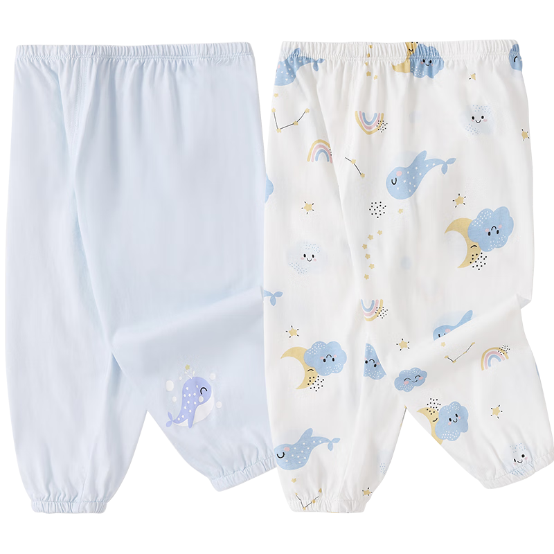 舒贝怡婴儿裤子春夏季薄款宝宝防蚊裤灯笼裤儿童休闲裤星空蓝110CM