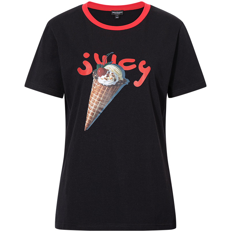 Juicy Couture 橘滋 夏日冰激凌立体logo印花女式T恤