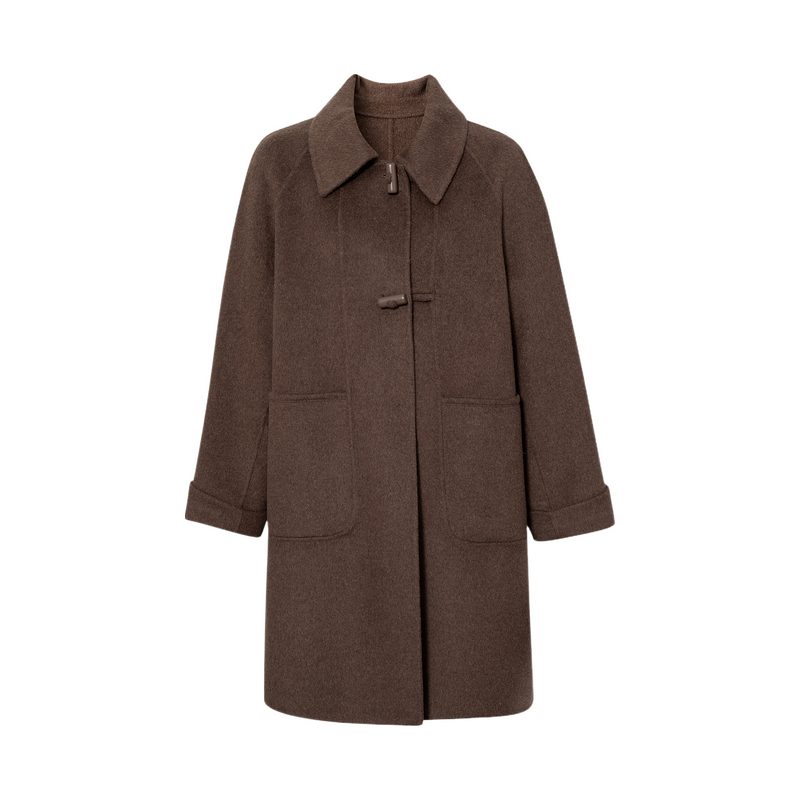 SEIFINI 诗凡黎山羊绒天丝羊毛大衣经典翻领牛角扣中长款外套