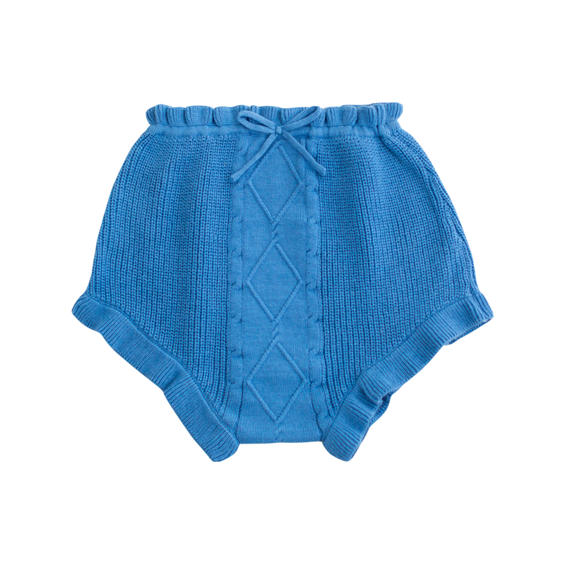 YOUGE幼歌 女童木耳边花苞短裤2023新款宝宝复古甜 蓝色 66cm