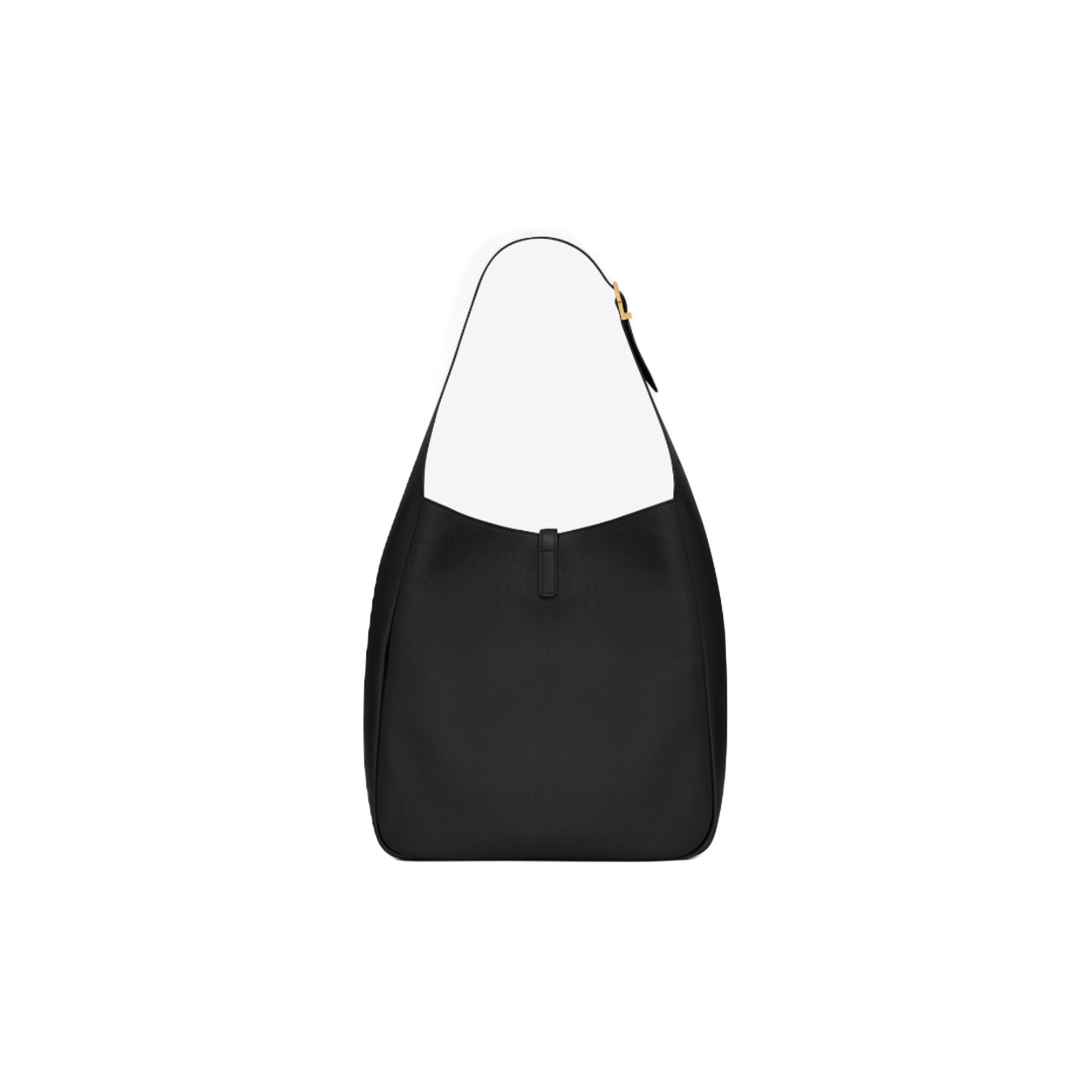 YSL/圣罗兰 女士LE 5 À 7大号黑色HOBO光滑皮革手袋