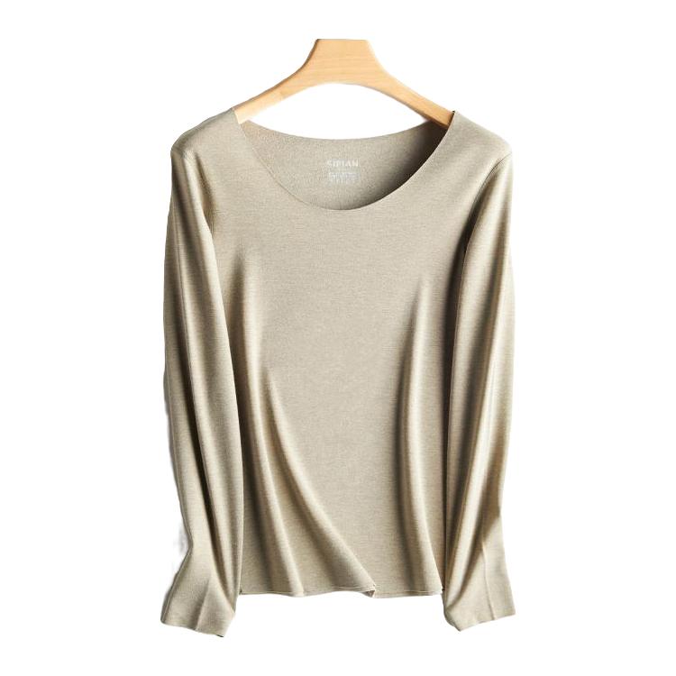 德绒无痕保暖内衣女恒温加厚单件上衣速暖秋衣内搭大圆领打底衫冬