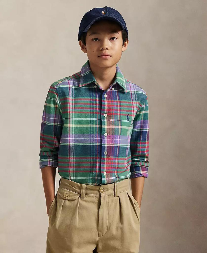 Big Boys Plaid Brushed Cotton Oxford Shirt
