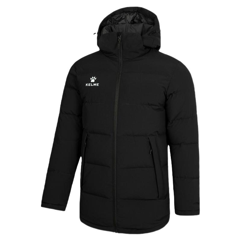 KELME 卡尔美 运动羽绒服男中长款 足球训练保暖连帽外套冬