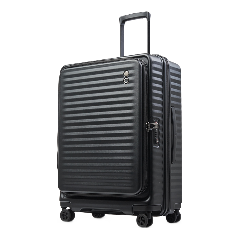 愛可樂 ECHOLAC  前开盖大容量行李箱 可扩展拉杆箱密码锁箱旅行箱PCT183F黑色24吋