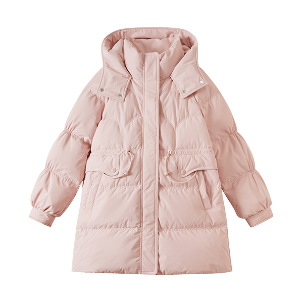 茵曼 冬季时尚休闲宽松连帽保暖90鸭绒中长款羽绒服外套