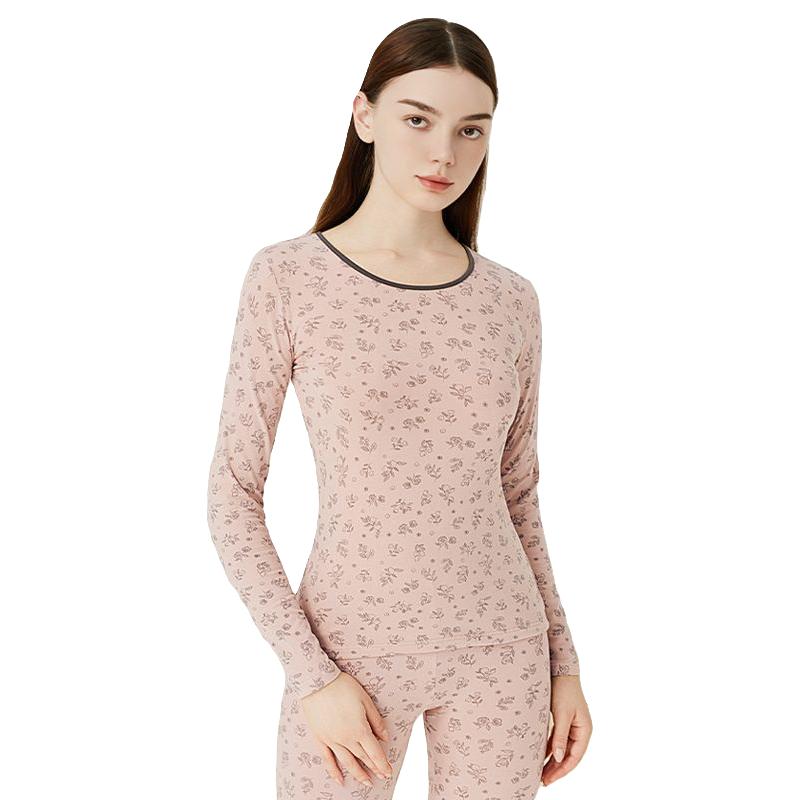 ALDOLA 雅黛俪 5A抑菌棉质小碎花女士保暖套装修身显瘦秋衣秋裤打底套装