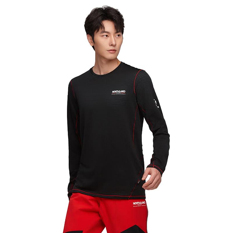 NORTHLAND 诺诗兰 秋冬 男士 Polartec 吸湿排汗长袖T恤NTSDH5689S 纯黑色 170/M