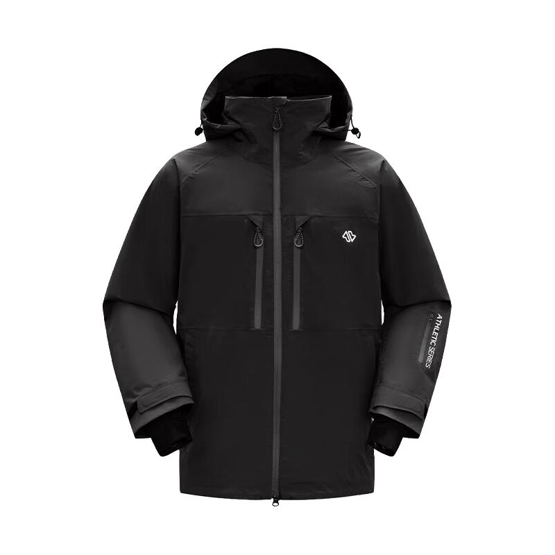 滑雪棉服 户外秋冬加厚外套男女 黑色 2XL