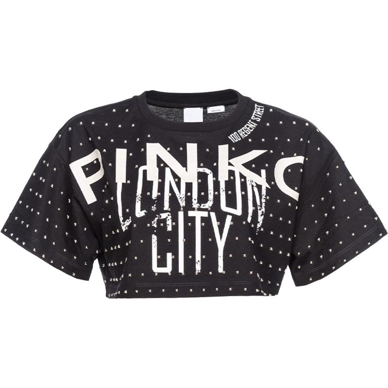 【季末精选】PINKO 2024春夏印花铆钉超短短袖T恤103108A1LV