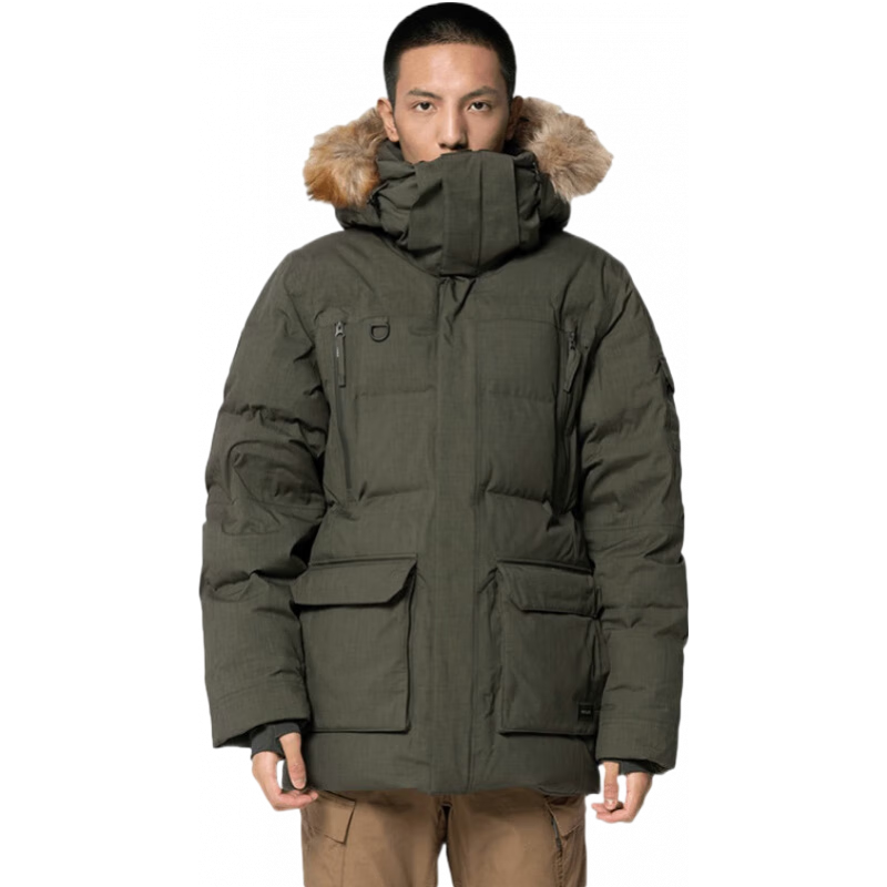 DECATHLON 迪卡侬 羽绒服男秋冬中长款青年派克大衣加厚帅气潮流外套ODT2 卡其色 S