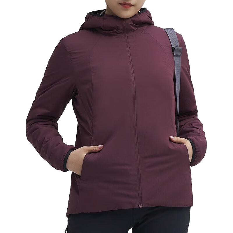 SANFO PLUS 三夫户外连帽棉服女粒子Alpha动态秋冬防风保暖户外运动轻量夹克 葡萄褐 M