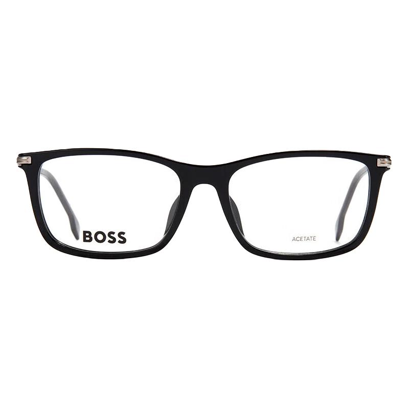 雨果博斯（HUGO BOSS）商务男士方框板材镜架全框可配近视度数镜片1614 284-黑色
