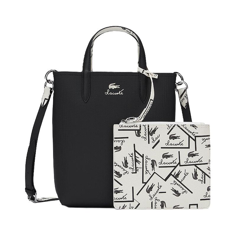 法国拉科斯特 LACOSTE女士24秋季时尚正反两用单肩斜挎包|NF4791AS N91/黑色/米白色