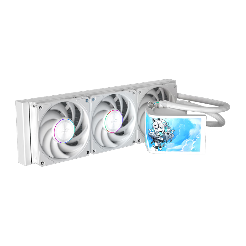 先马（SAMA）ZW360D Ultra 锋幻 白色 曲面屏水冷CPU散热器 360°旋转水冷头/6.8英寸2K屏/裸眼3D/LGA1851/AM5