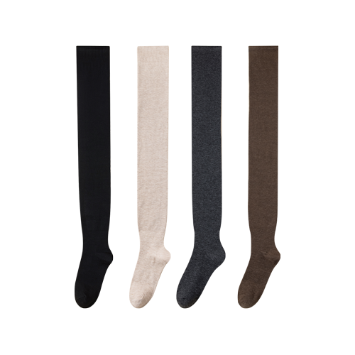 芬腾 4双【免穿秋裤】秋冬款纯色加长护膝套大腿袜子女长筒袜套女袜