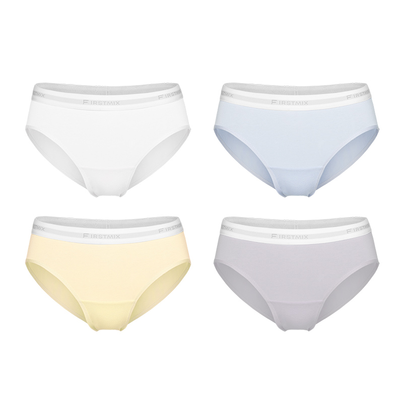 FIRSTMIX【4条】中腰棉质7A抗菌夏季透气棉不夹臀三角内裤女内裤