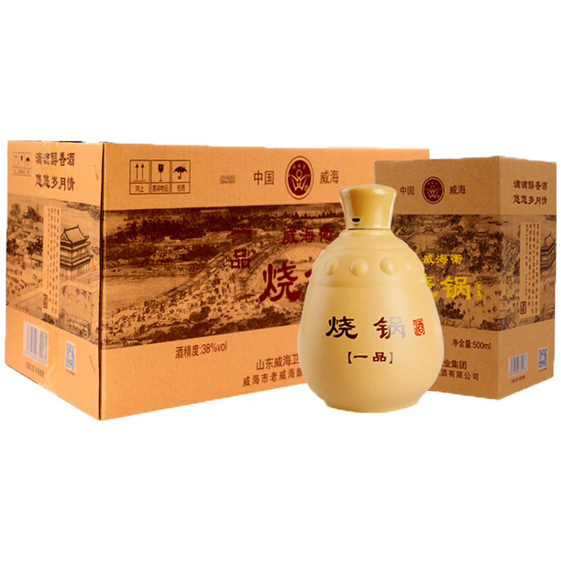 山东特产 威海卫一品烧锅白酒  38度 浓香型 国产白酒 整箱6瓶