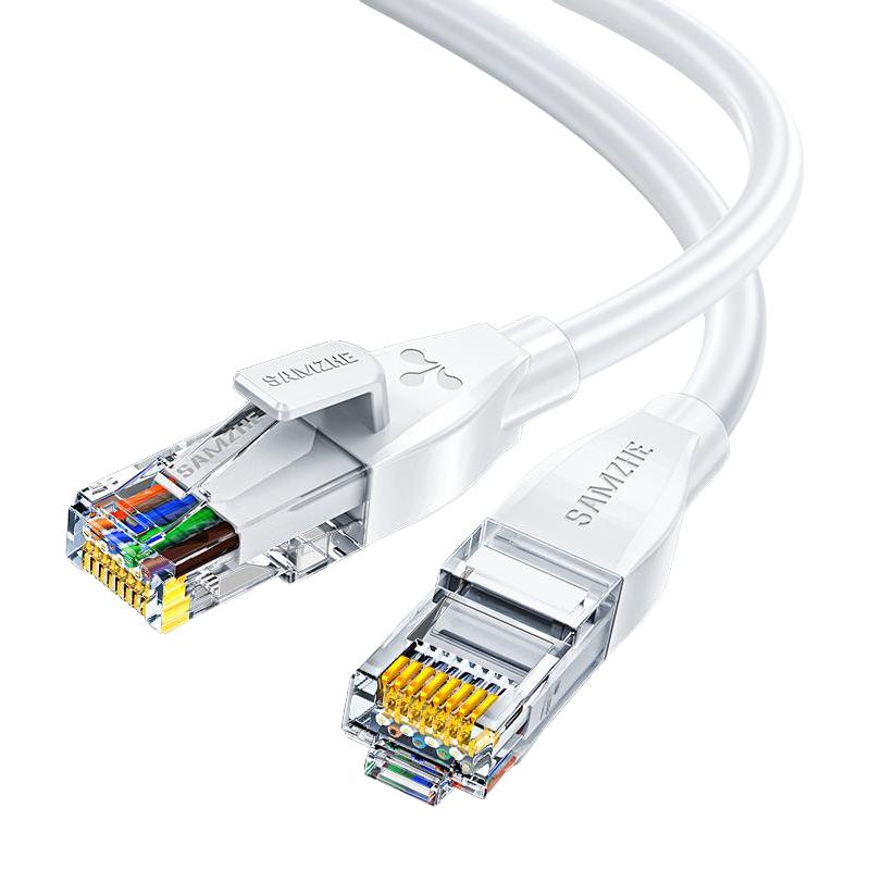 山泽白色网线千兆家用超六类6五5类10米网络宽带路由器电脑连接线