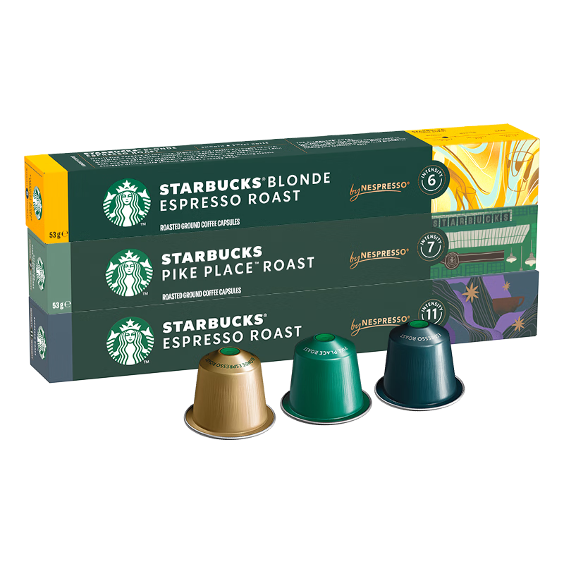 星巴克（Starbucks）【瑞士】Nespresso胶囊咖啡粉意式浓缩黑咖啡冷萃美式多口味 【烘焙探索】意式+轻度+派克
