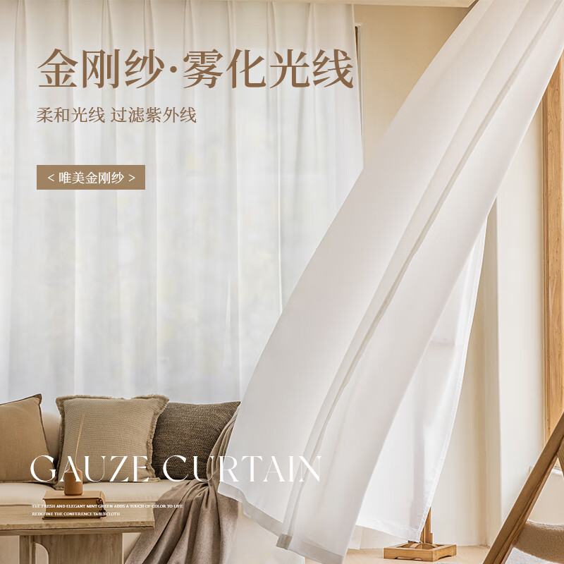 雷纳丝格精品窗帘窗纱白纱纱帘阳台遮阳纱窗透光不透人绣花纱