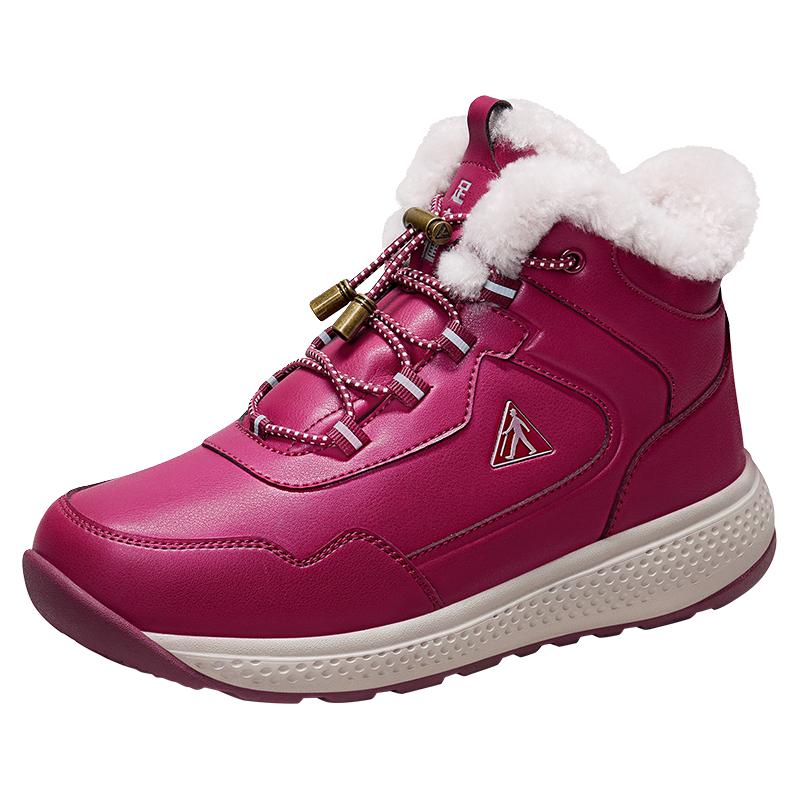 足力健老人鞋雪地靴高帮加厚棉鞋羊毛鞋2296303D 女/雅致红 38