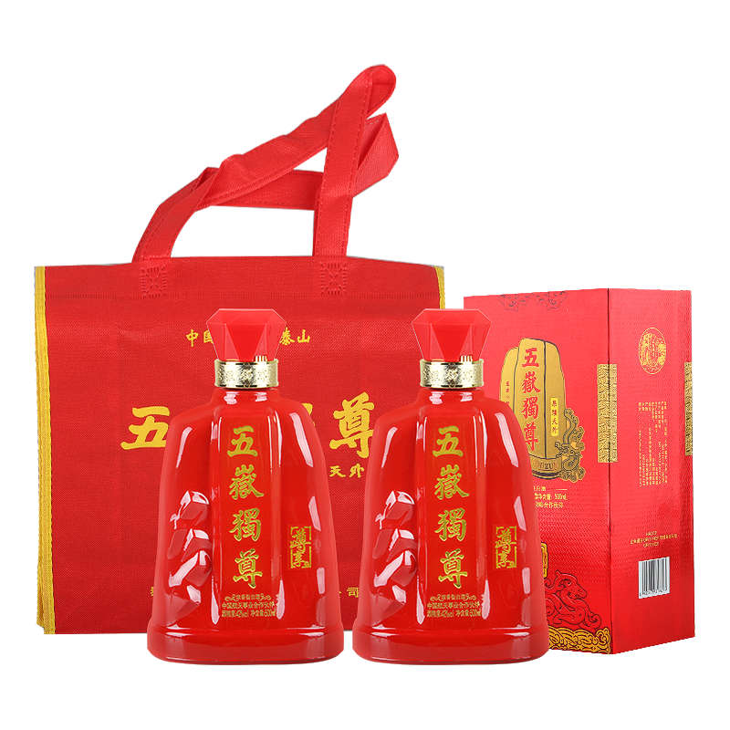 泰山牌 山东鲁酒 42度 五岳独尊 十年尊享 500ml*2瓶 两支装