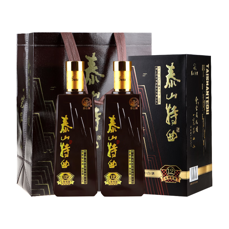 泰山牌泰山特曲 山东鲁酒 40度小窖佳酿12 浓香型白酒 500ml*2瓶 两支装