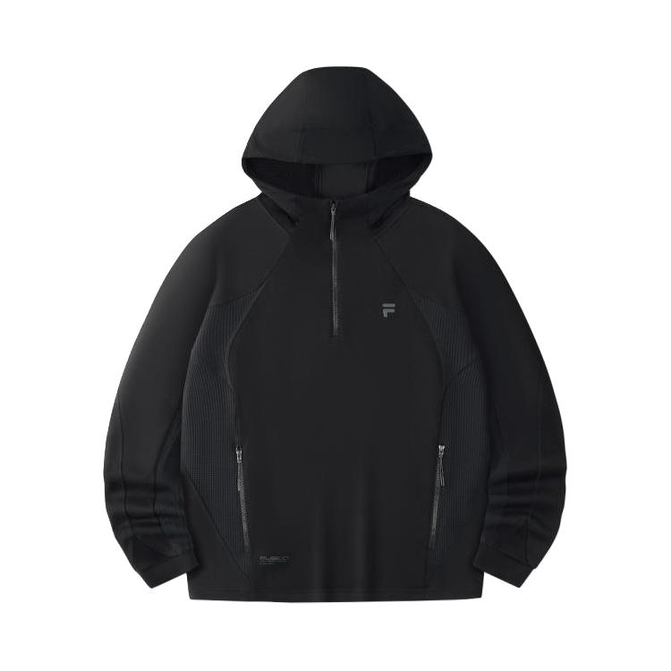 FILA 男装FUSION系列运动卫衣男士简约舒适休闲宽松针织连帽上衣