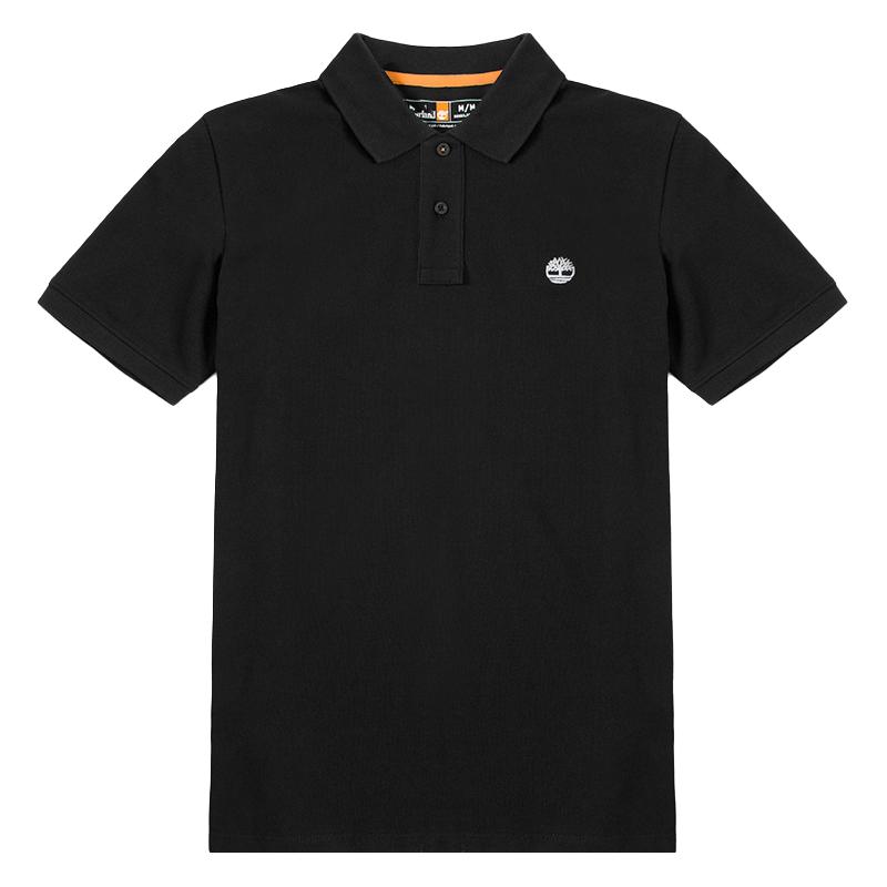 Timberland添柏岚T恤男士短袖夏季薄款翻领上衣服中年polo衫爸爸男 黑色/A24H2001 M/175