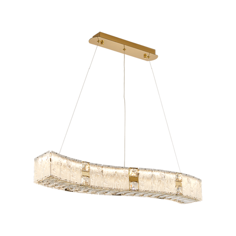 帕莎轻奢水晶餐厅吊灯后现代简约饭厅餐桌一字长条设计师吧台灯具 S形宽120cm-无极调光+天猫精灵