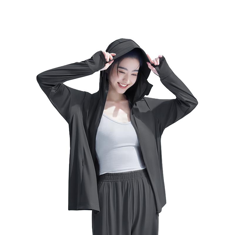 小野和子2024宽松防晒衣女防紫外线风感波粒夏季冰感冰丝透气防晒服A1 【曜石黑】升级双重防晒遮蔽系统 F