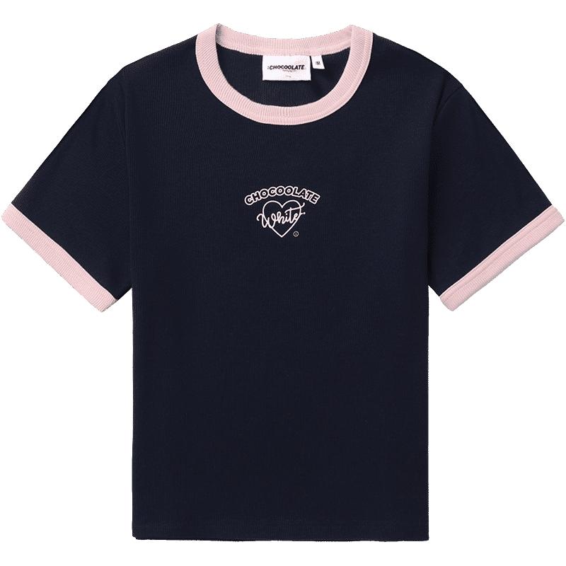 it :CHOCOOLATE女装合身短袖T恤2024夏季简约休闲内搭1844XSM