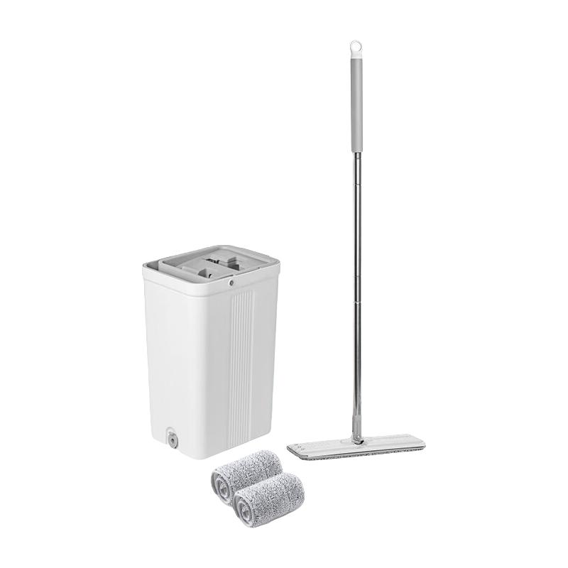 网易严选  拖把免手洗平板拖把套装 洗脱一体不脏手懒人拖把桶旋转自动甩干木地板拖布干湿两用 灵巧款（拖把杆*1+拖把头*1+拖布*2+桶*1）