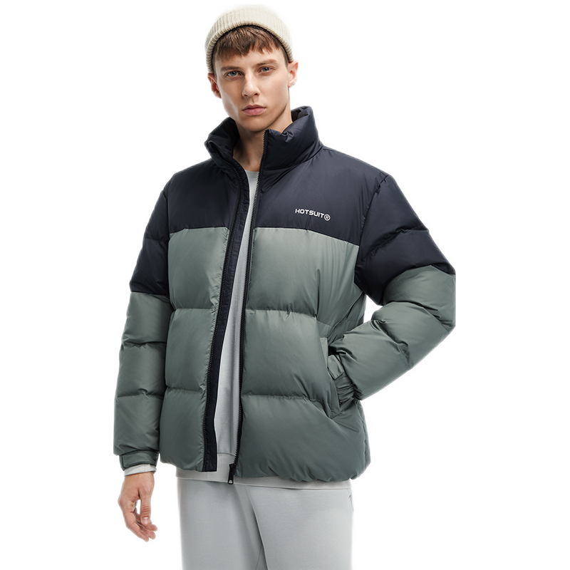 HOTSUIT 后秀 黑标系列 羽绒服男 2020冬季新款防风防寒保暖时尚拼色休闲运动外套男 蓖麻灰 L