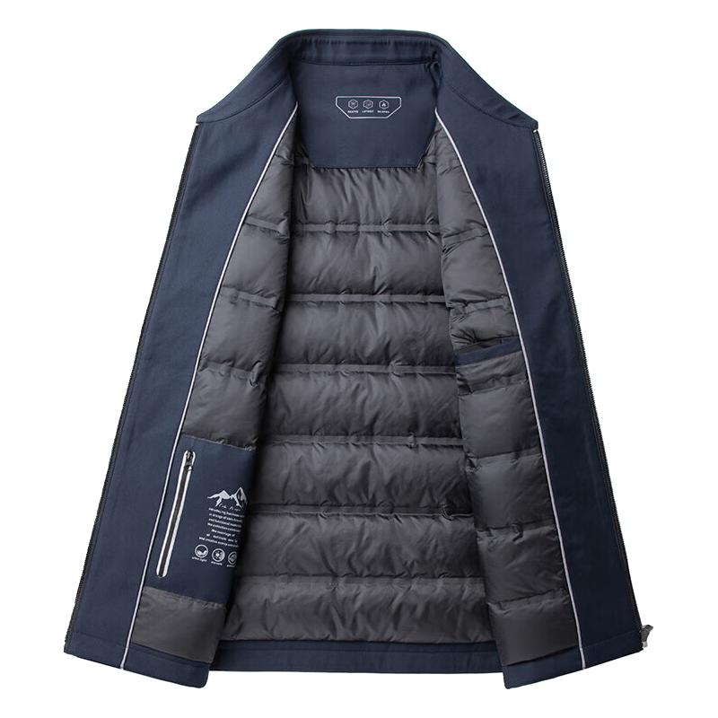 ROMON 罗蒙 男士翻领羽绒服2023秋冬新款商务休闲装保暖爸爸装外套男