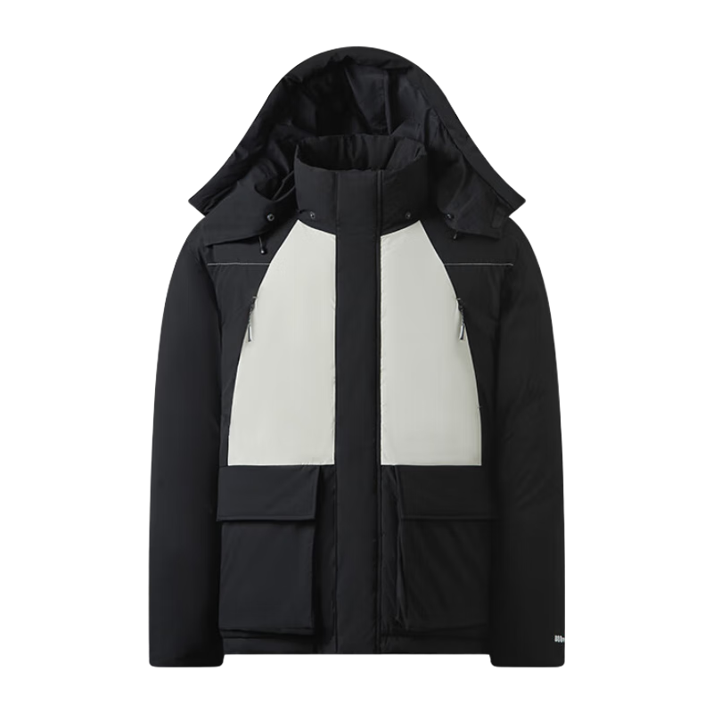 NatureHike挪客户外加厚连帽羽绒服 800蓬男女拼接羽绒外套保暖防风休闲 曜石黑拼香草绿 S